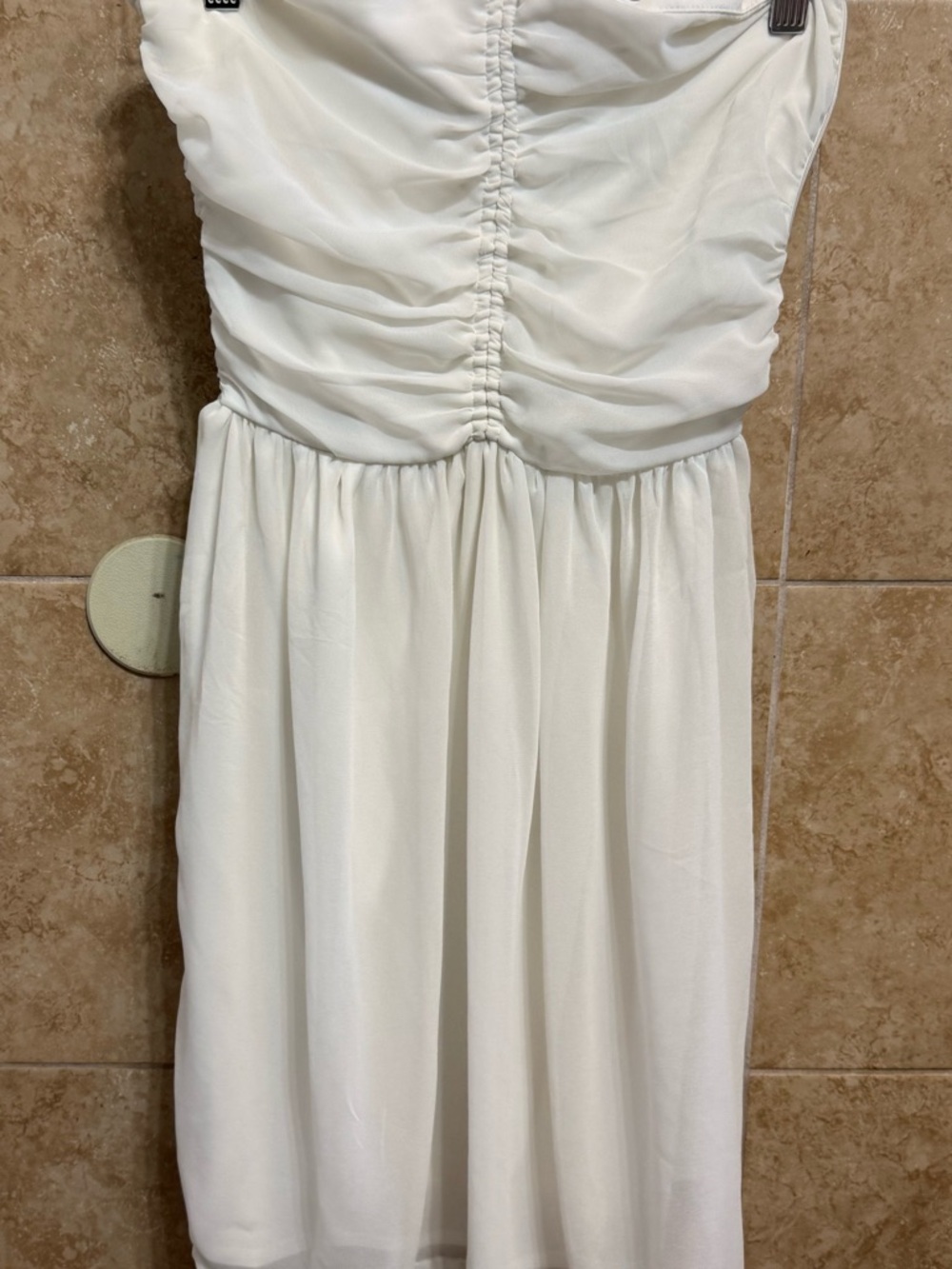 Zara Trafaluc White Strapless Ruched Dress